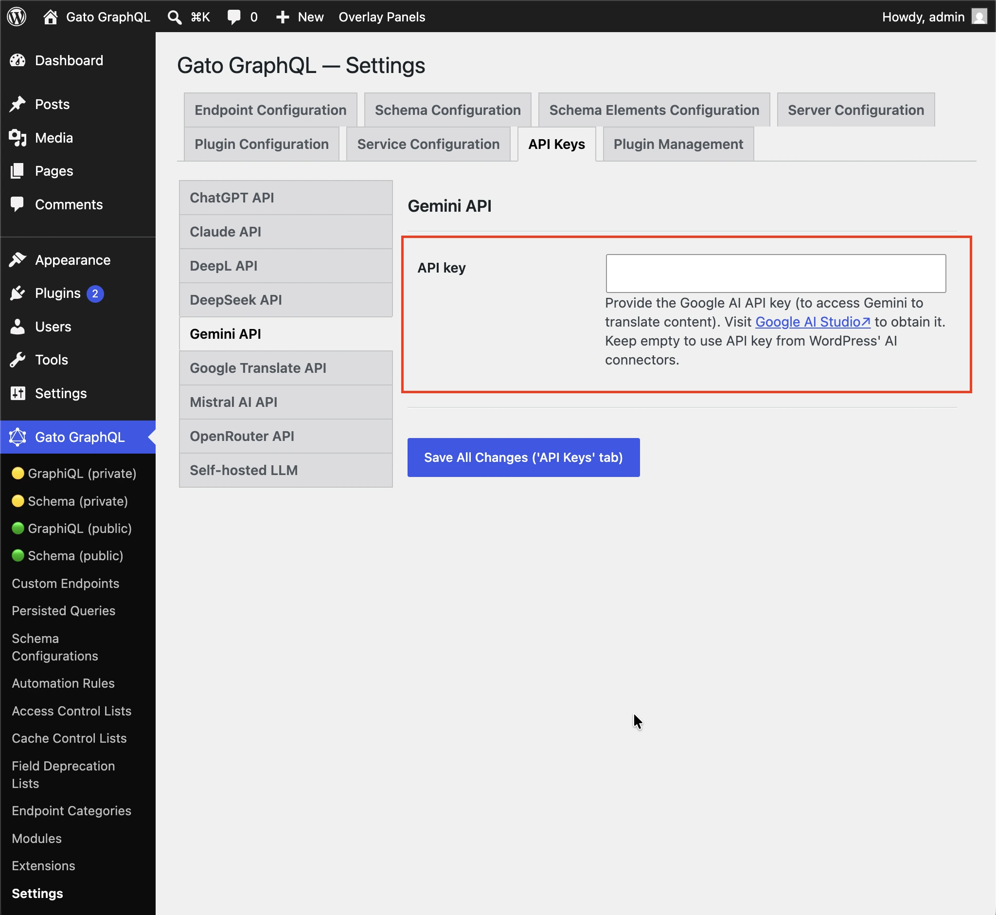 Google API anahtarını ayarlama