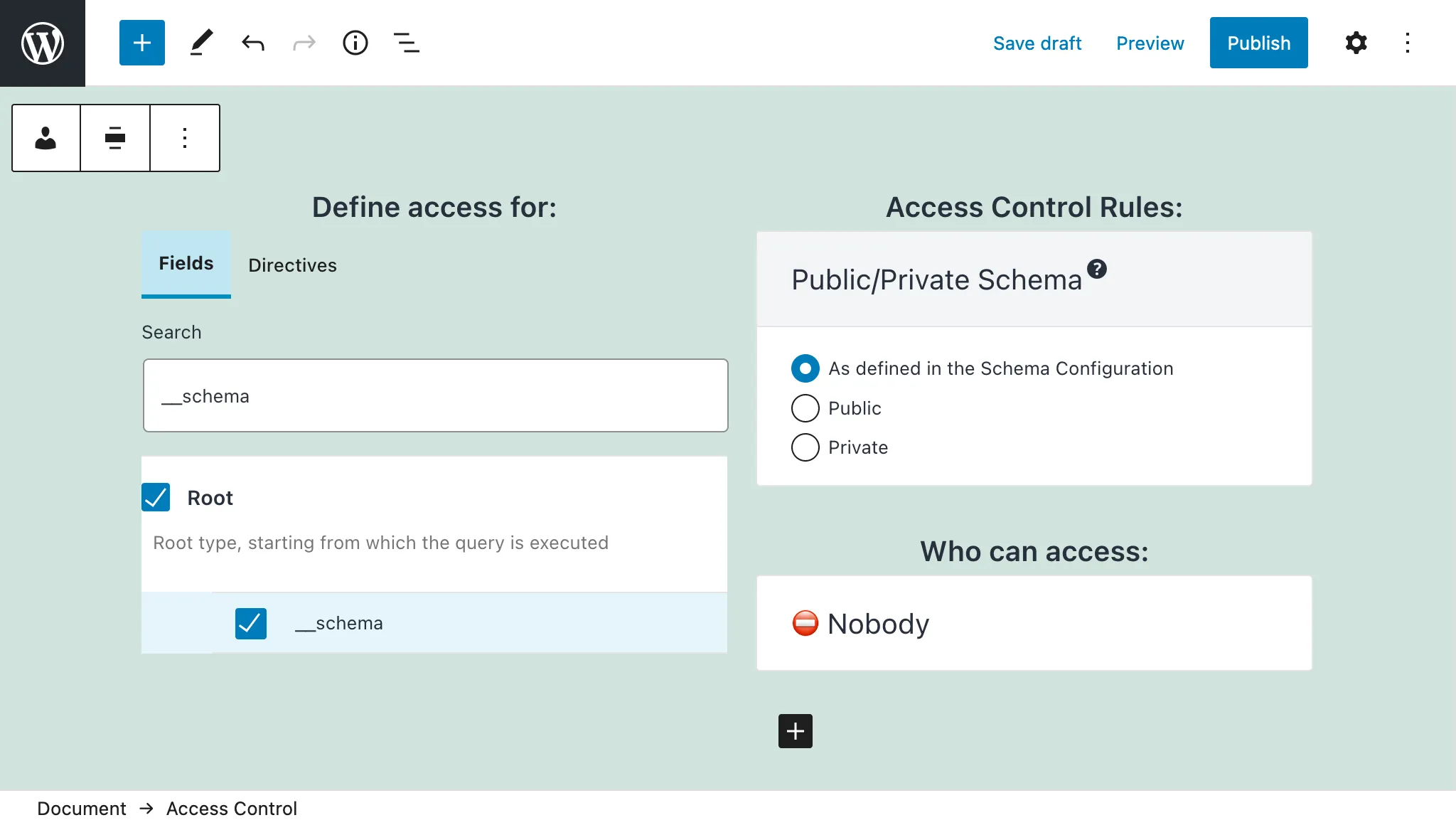Access Control List'te __schema alanının devre dışı bırakılması Access Control List'te __schema alanının devre dışı bırakılması