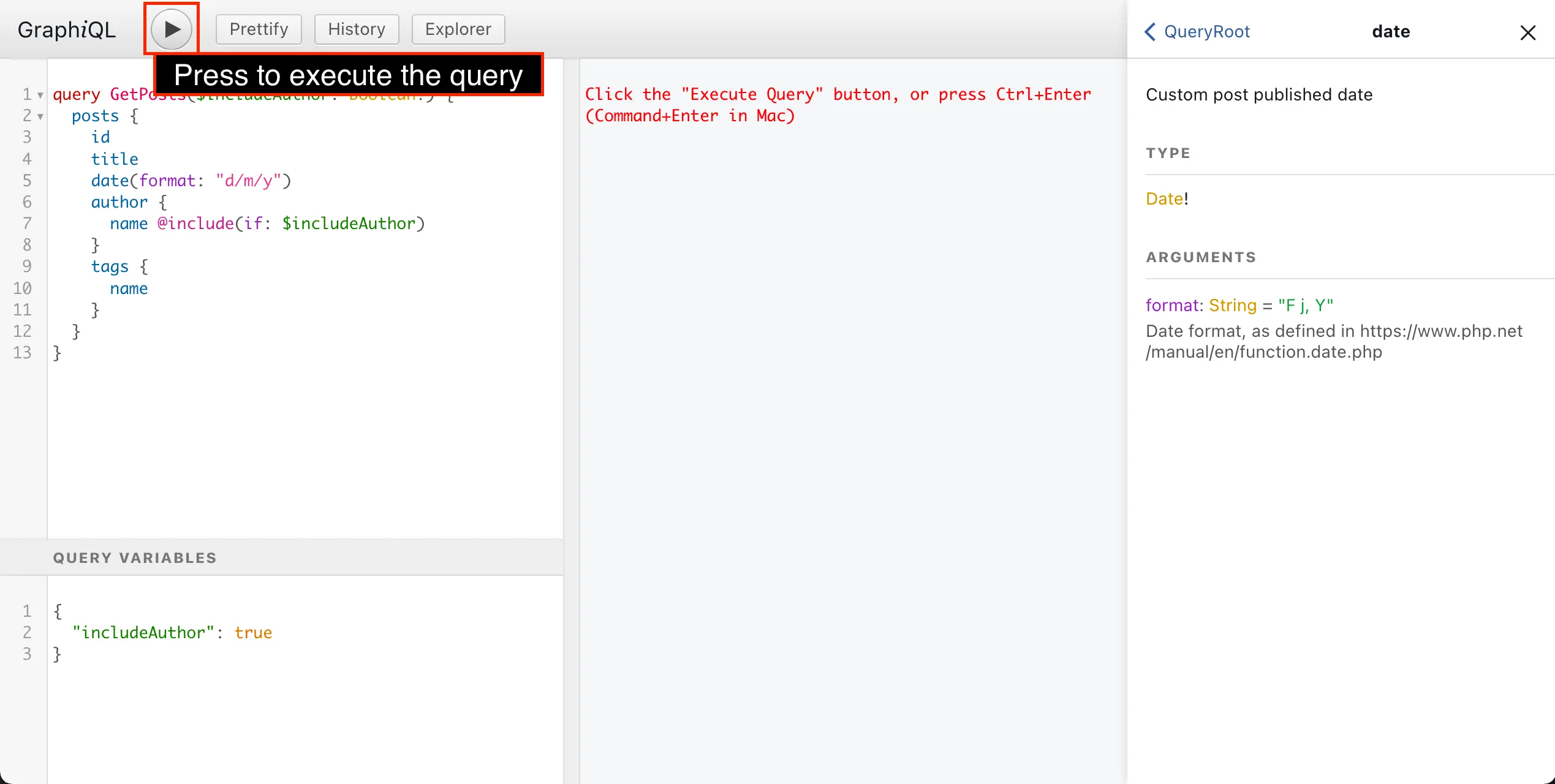 GraphQL query'sini çalıştırma GraphQL query'sini çalıştırma