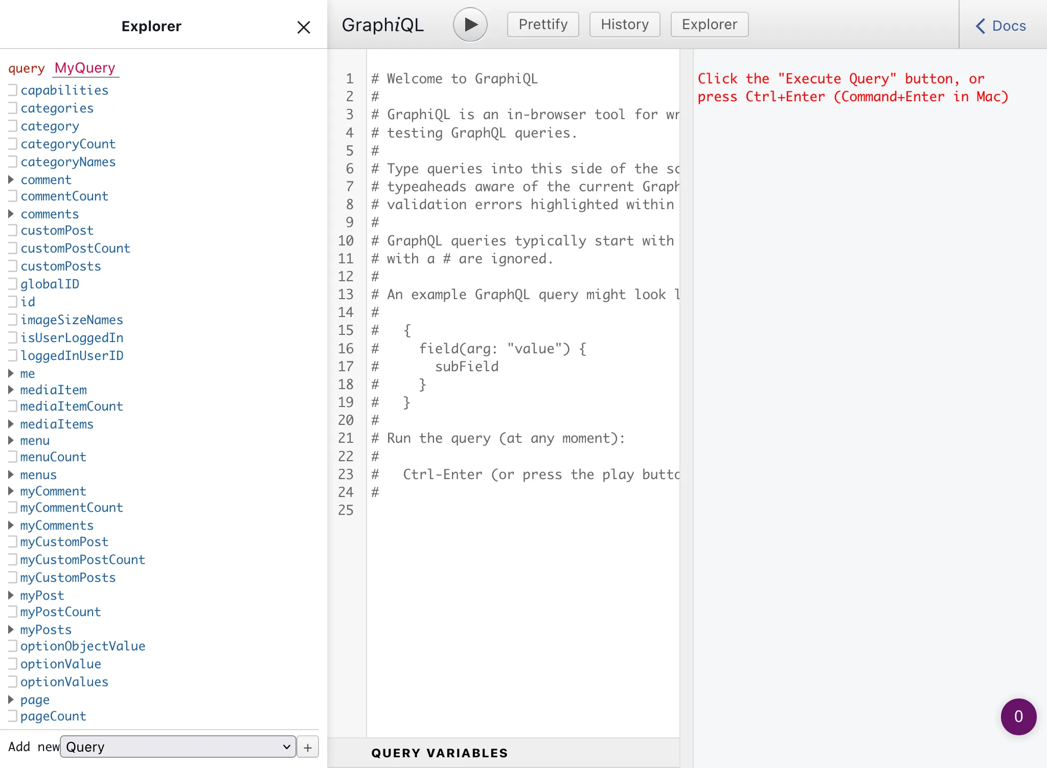 Tek endpoint'in GraphiQL istemcisi Tek endpoint'in GraphiQL istemcisi
