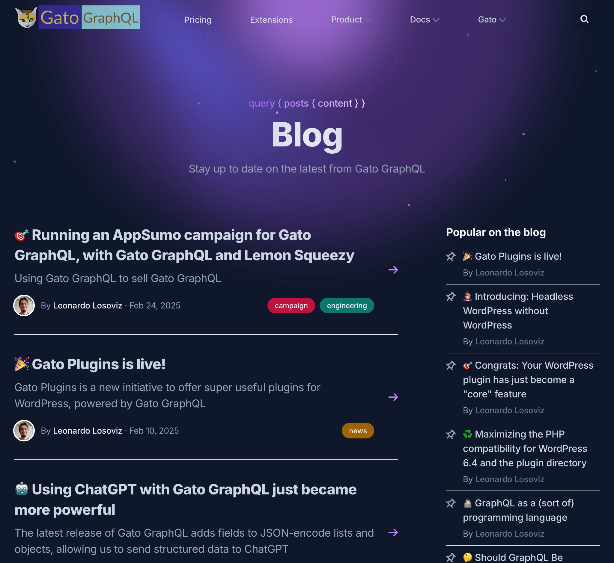 gatographql.com'daki blog bölümü