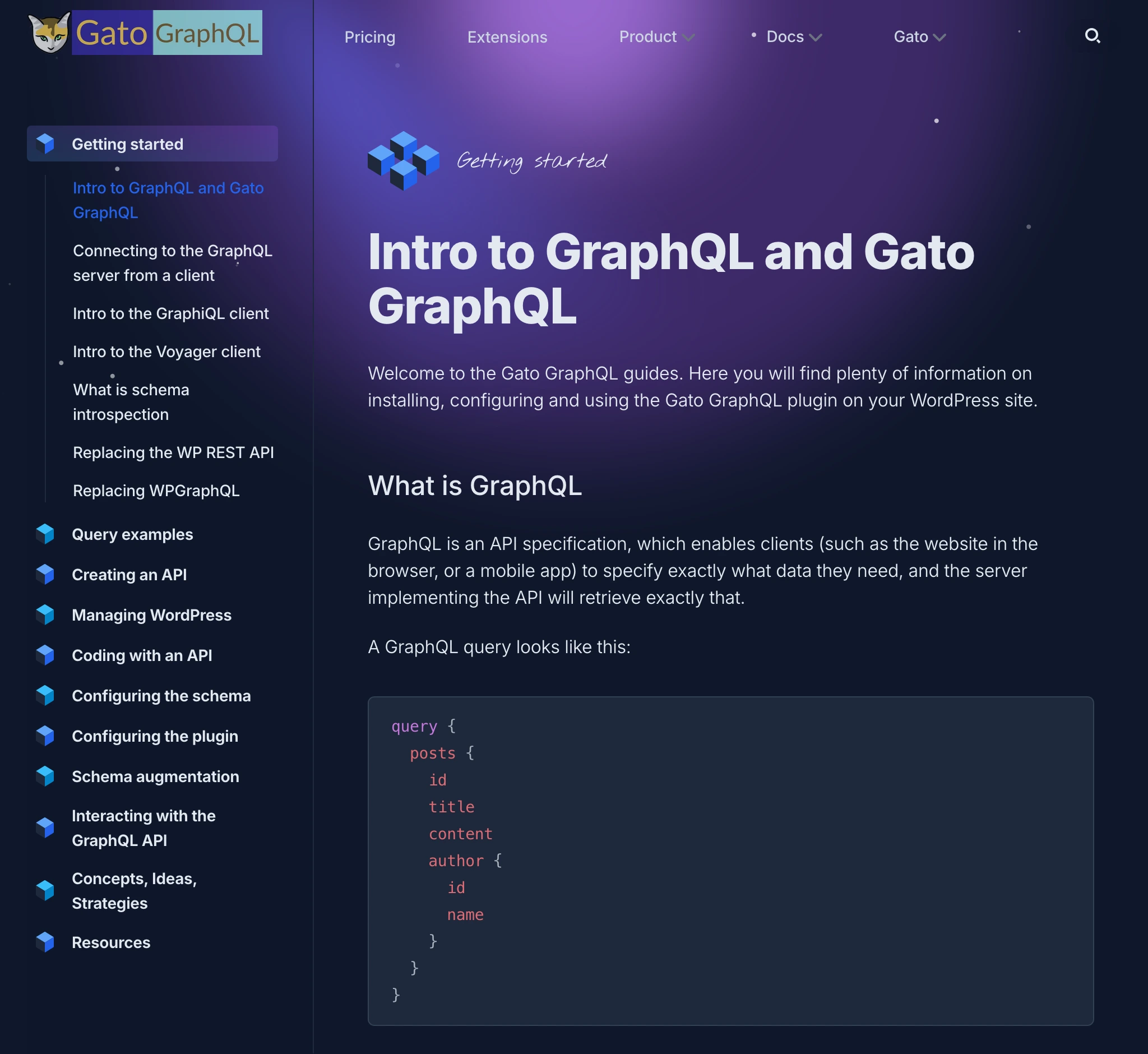 gatographql.com'daki docs bölümü