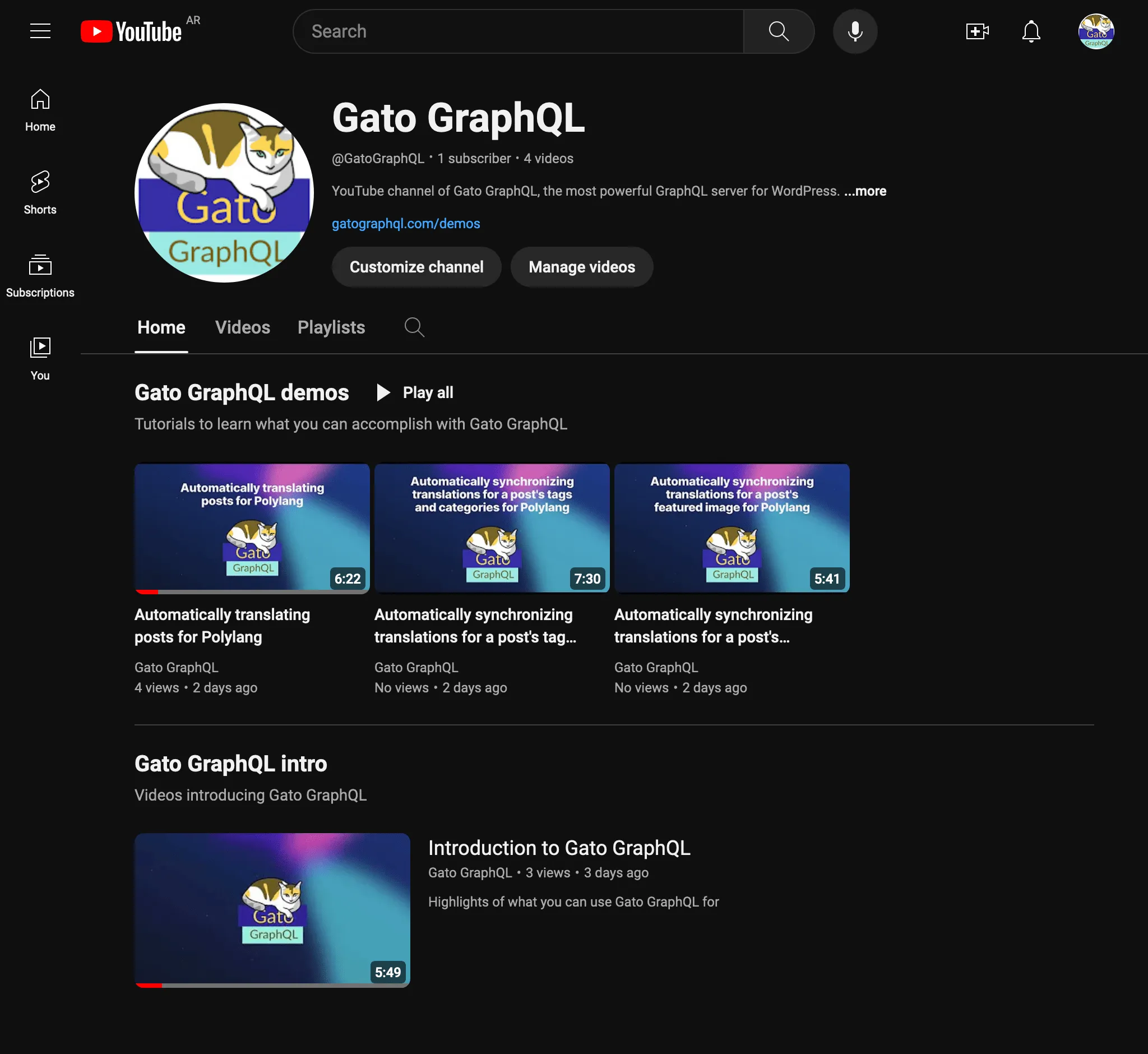 Gato GraphQL YouTube kanalı
