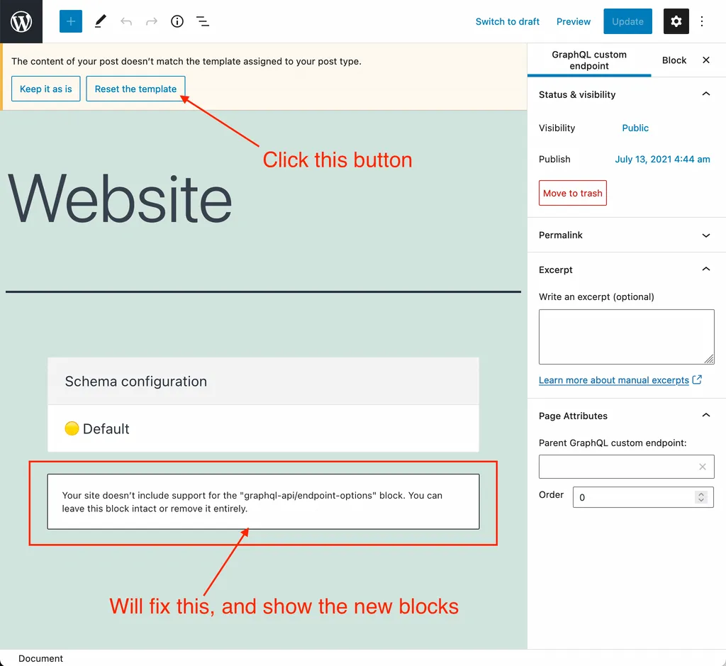 WordPress editöründe şablonu sıfırlama WordPress editöründe şablonu sıfırlama