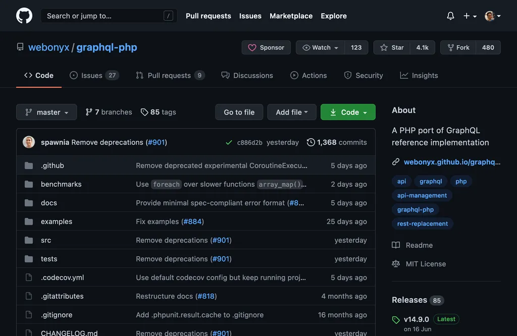 webonyx/graphql-php, 'GraphQL referans uygulamasının PHP portu'dur webonyx/graphql-php, 'GraphQL referans uygulamasının PHP portu'dur